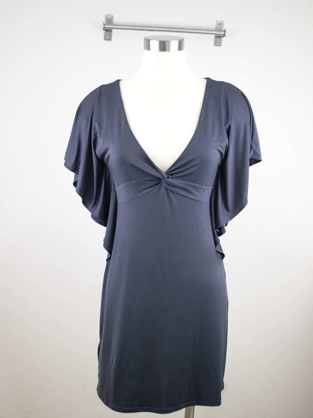 BCBGeneration Mini Dress Flutter Sleeve Stretch V-Neck Size S